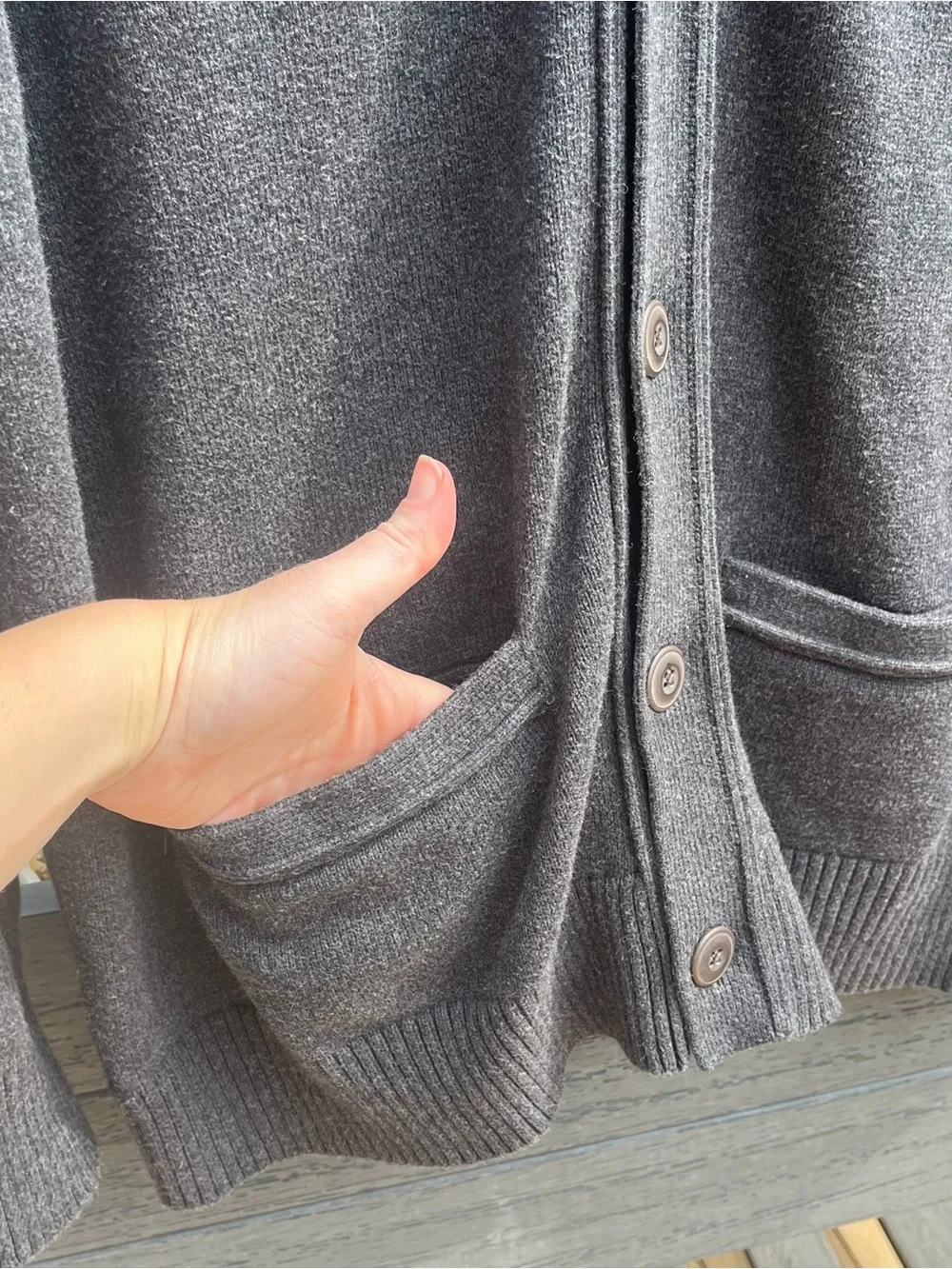 Eddie Bauer Men’s Gray Cotton Cashmere Blend Cardigan Sweater Size L Grandpacore